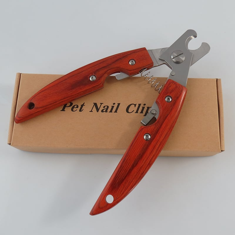 Pet Nail Clippers Set with Wooden Handle
